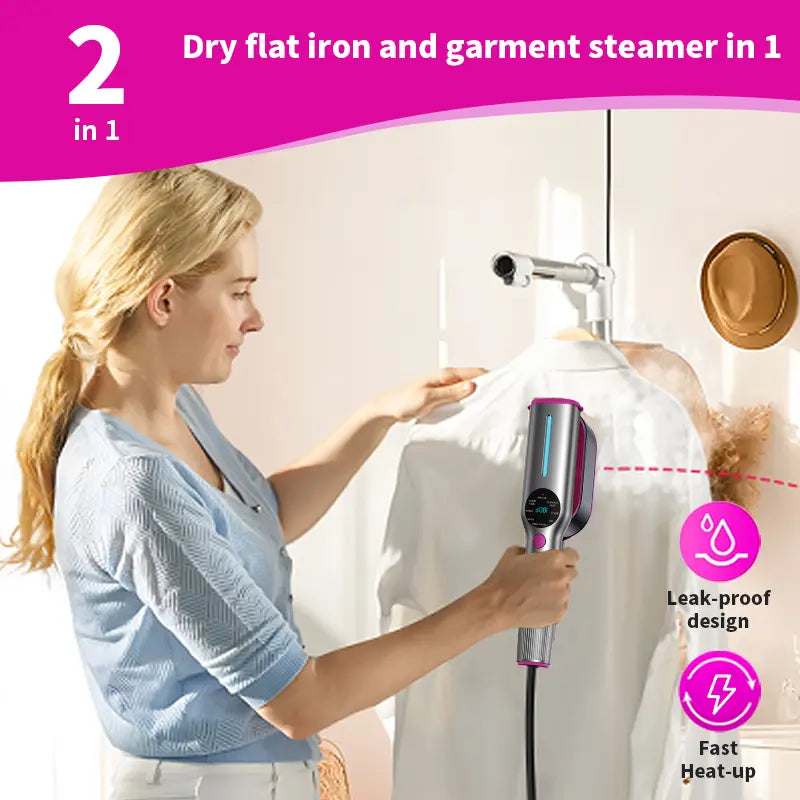 Ultimate Portable Garment Steamer - Fast Heating, 7 Modes, LED Display & 90° Swivel Handle - Perfect New Year Gift!