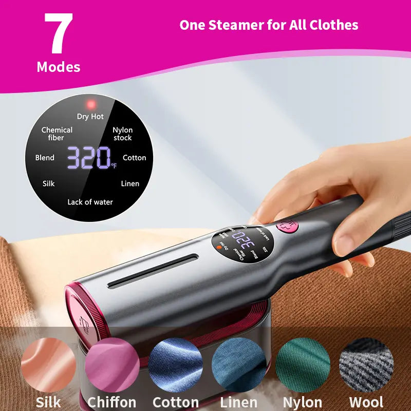 Ultimate Portable Garment Steamer - Fast Heating, 7 Modes, LED Display & 90° Swivel Handle - Perfect New Year Gift!